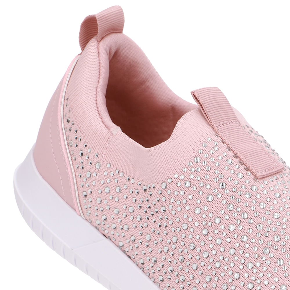 Tênis Slip On Tricot Rosa Strass Rosa 4