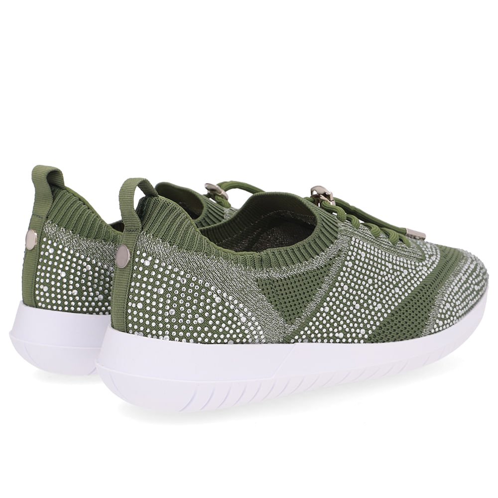 Tênis Slip On Tricot Cadarço Verde Strass Verde 3