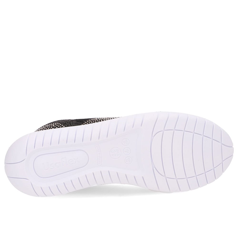 Tênis Slip On Tricot Cadarço Preto Strass Preto 5