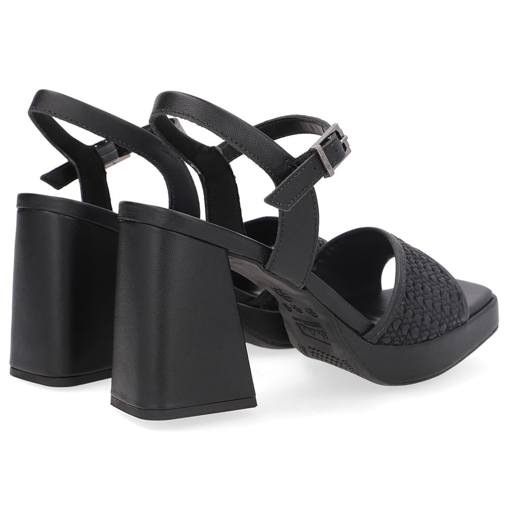 Sandália Salto Alto Couro Preta Tira Trançada Preto 3