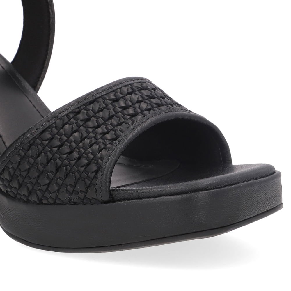 Sandália Salto Alto Couro Preta Tira Trançada Preto 4