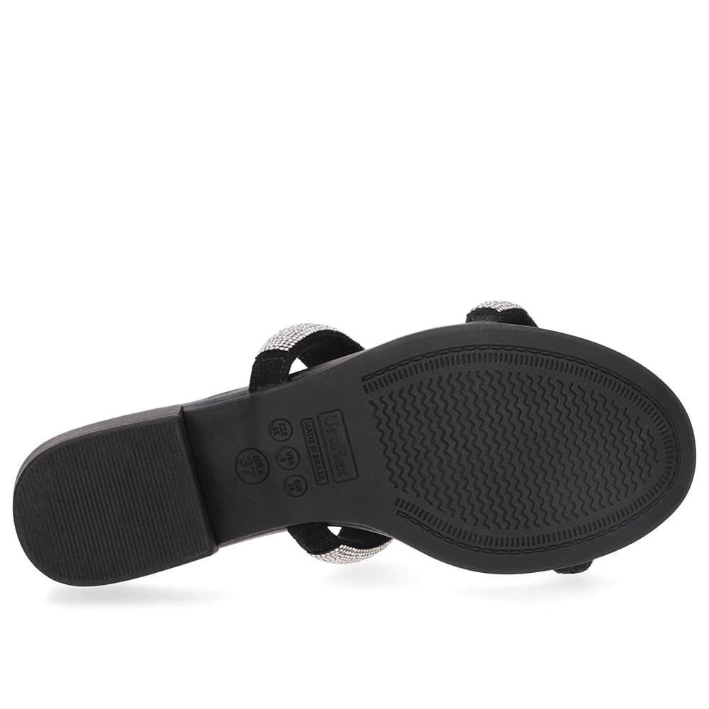 Tamanco Preta Strass Salto Bloco Prata 5