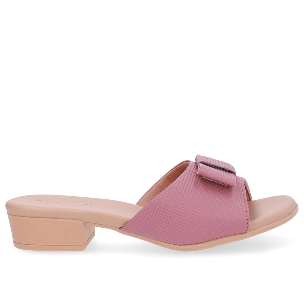 Tamanco Salto Bloco Couro Rosa