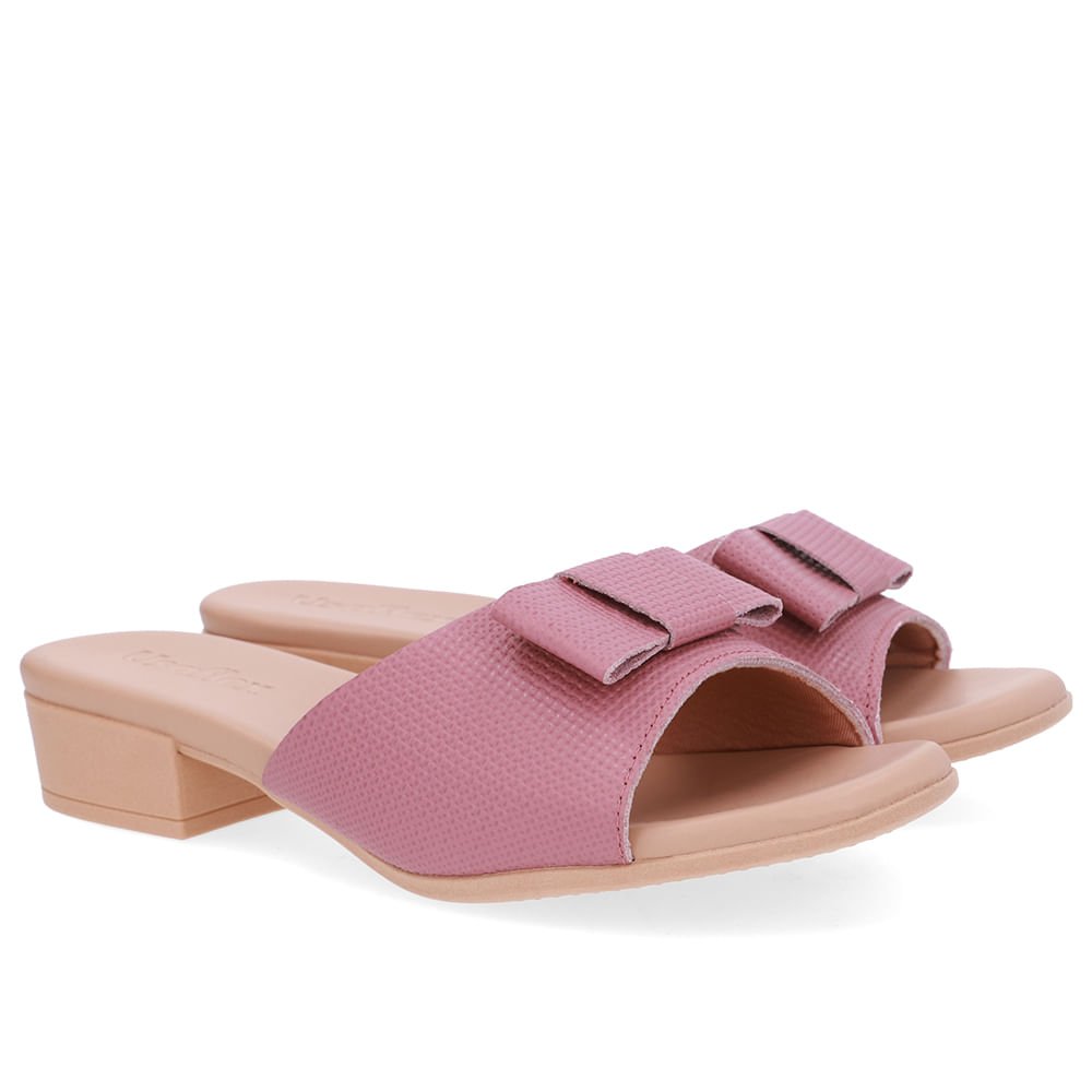 Tamanco Salto Bloco Couro Rosa Rosa 2