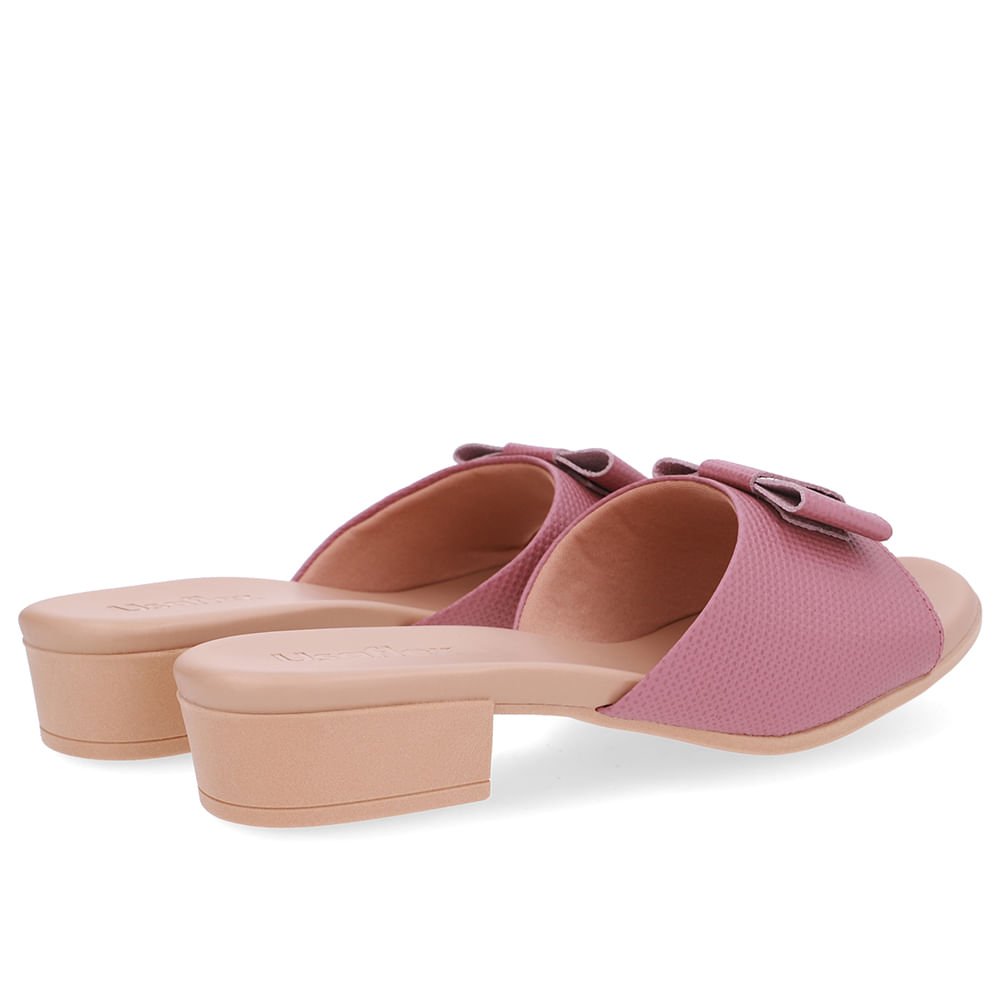 Tamanco Salto Bloco Couro Rosa Rosa 3