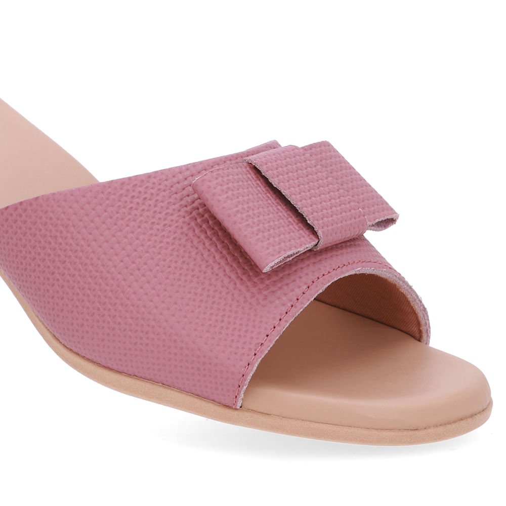 Tamanco Salto Bloco Couro Rosa Rosa 4