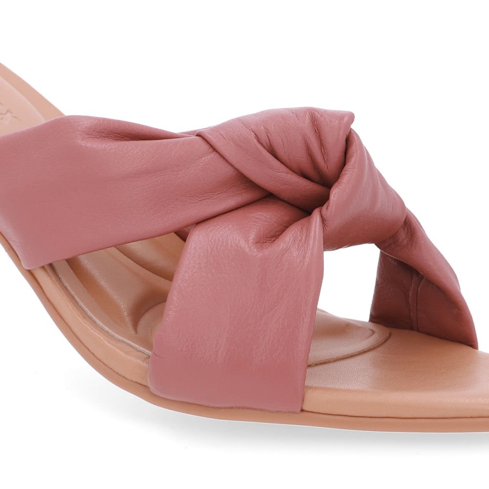 Tamanco Couro Rosa Enfeite Nó Rosa 4