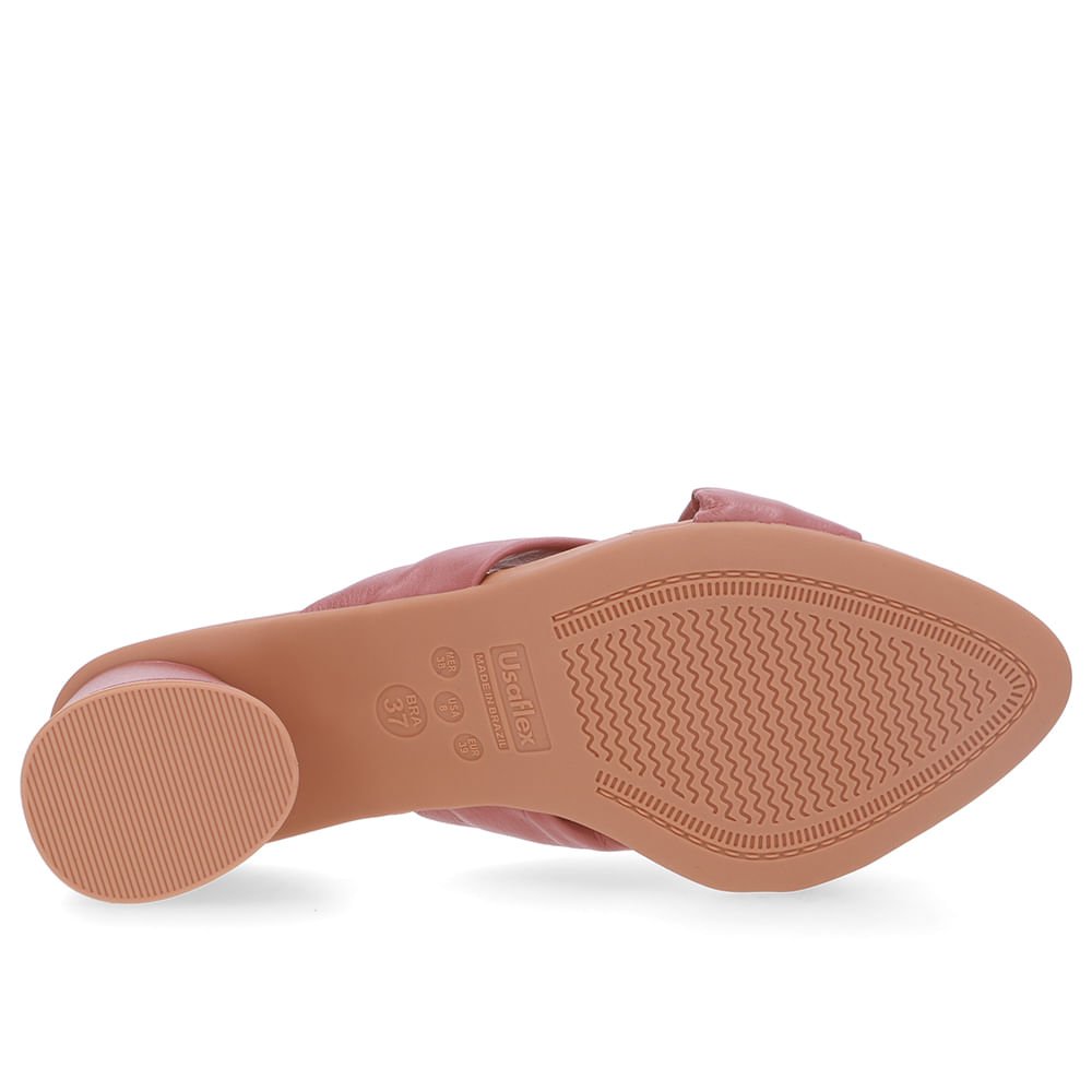 Tamanco Couro Rosa Enfeite Nó Rosa 5