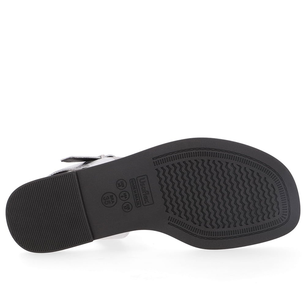 Sandália Rasteira Couro Prata Brilho Prata 5