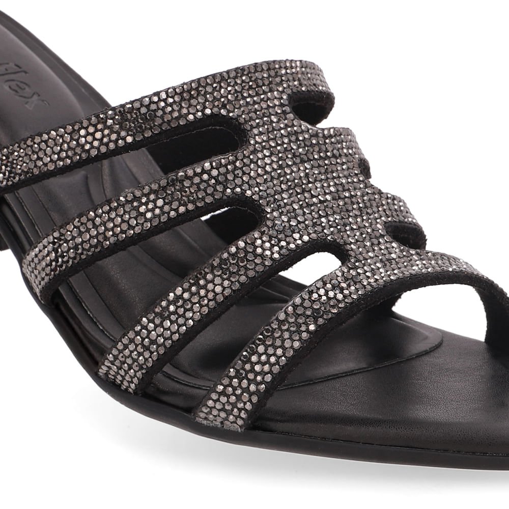 Tamanco Salto Geométrico Couro Preto Brilho Preto 4