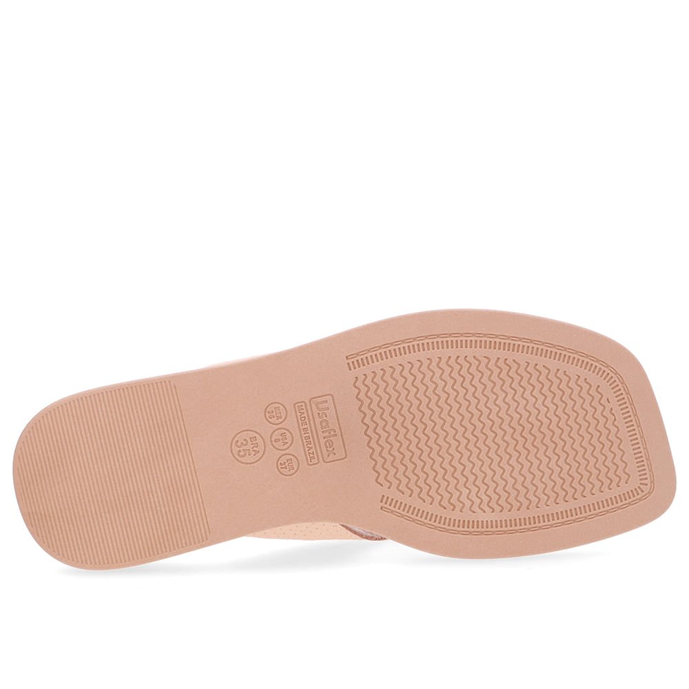 Chinelo Salto Baixo Couro Laranja Claro Bege 5