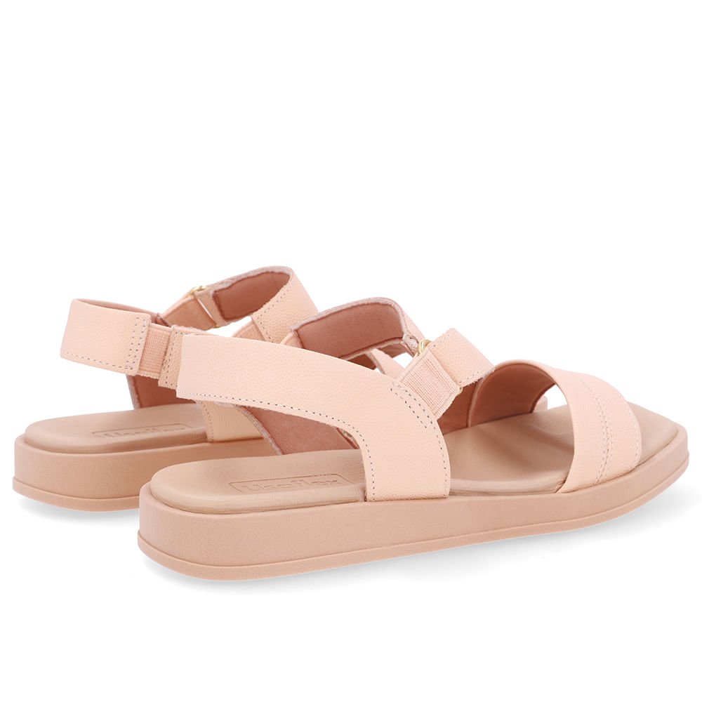 Sandália Bico Quadrado Couro Laranja Claro Bege 3