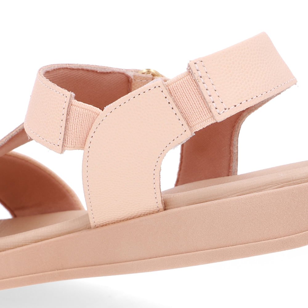 Sandália Bico Quadrado Couro Laranja Claro Bege 4