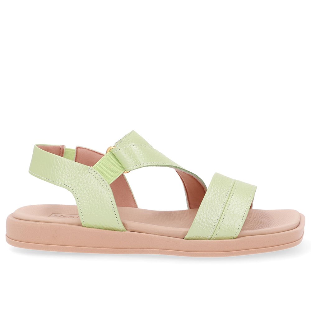 Sandália Bico Quadrado Couro Verde