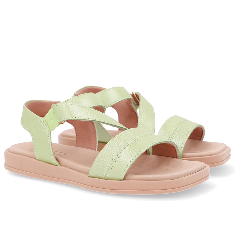 Sandália Bico Quadrado Couro Verde Verde 2