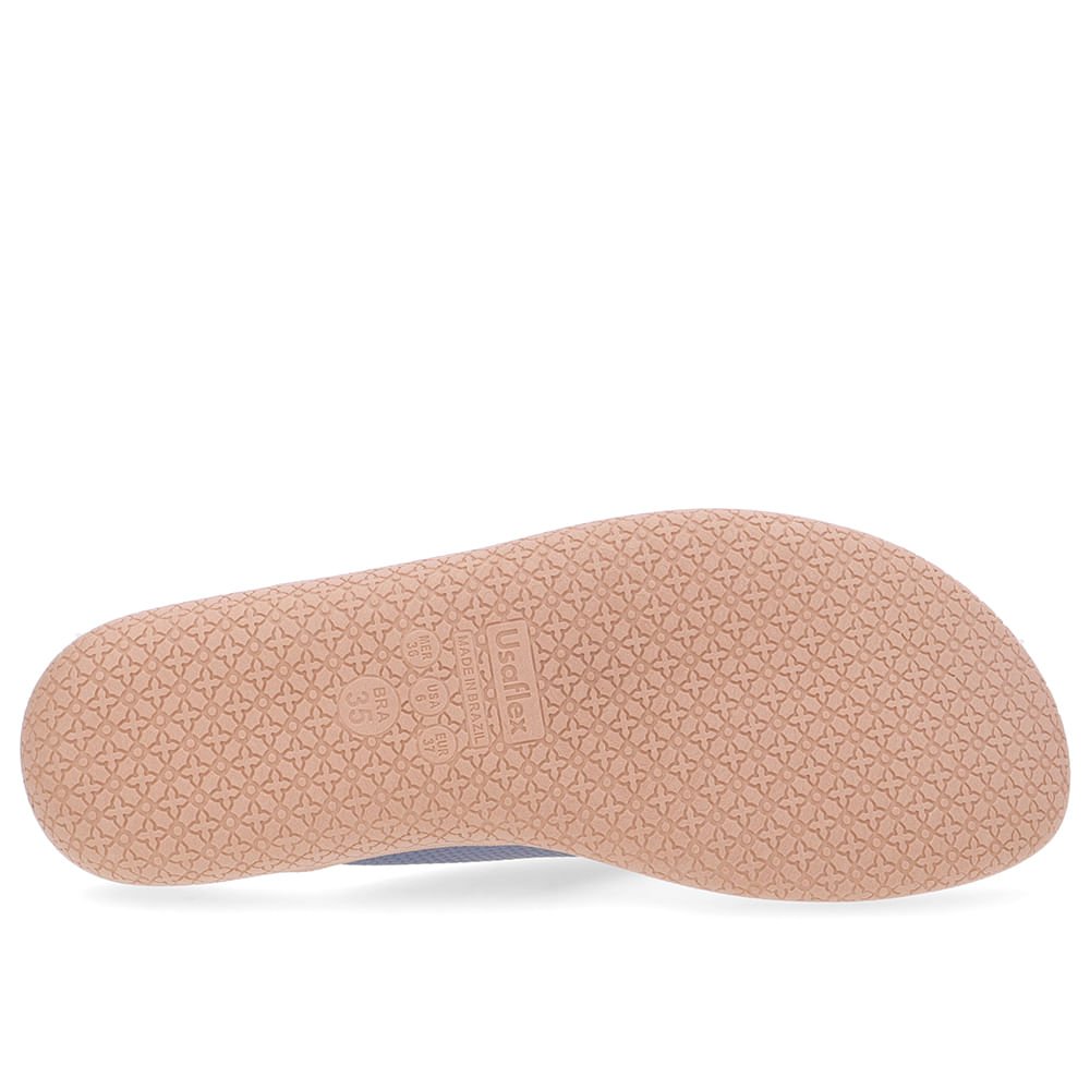 Chinelo Rasteiro Couro Azul Azul 5