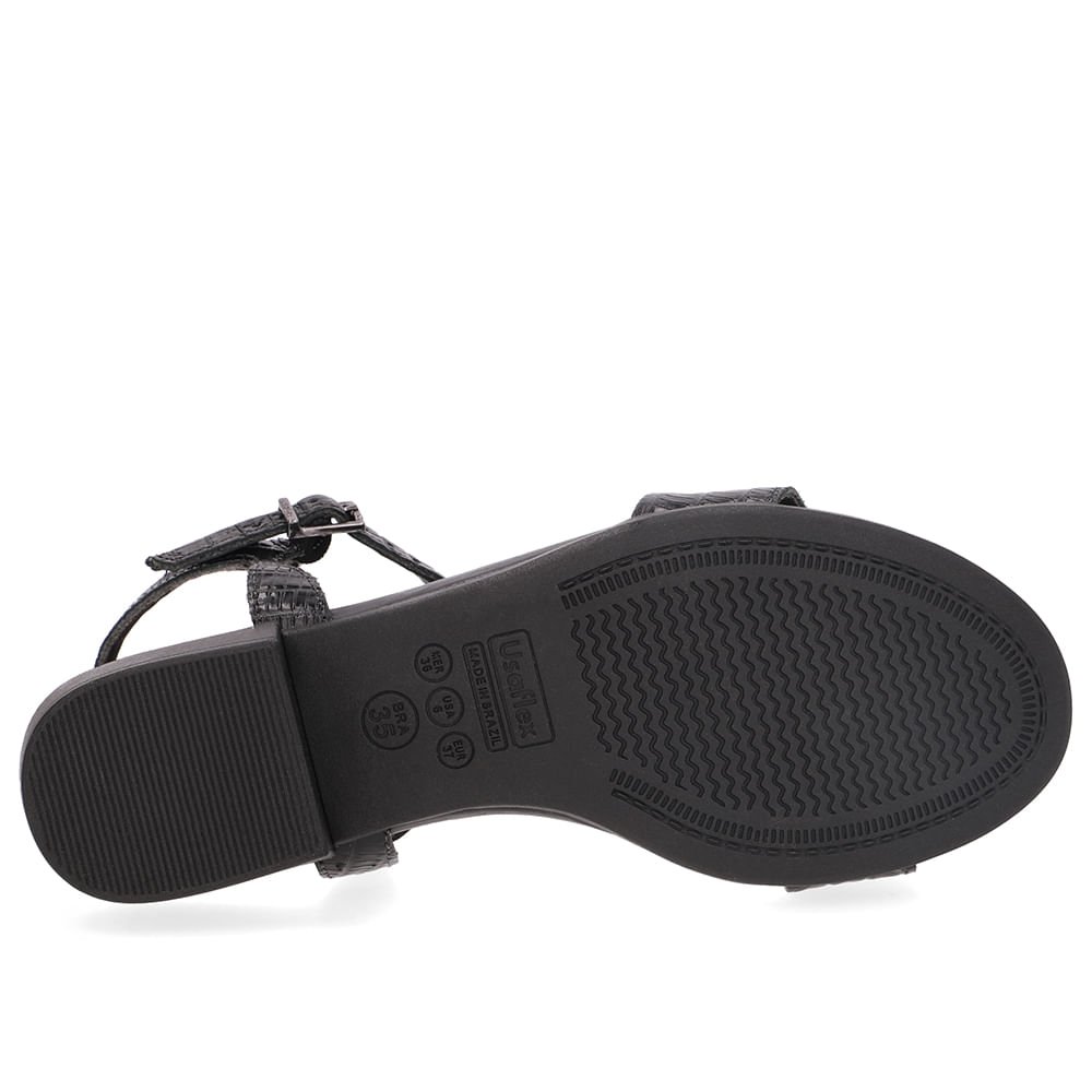 Sandália Couro Preta Enfeite Brilho Preto 5