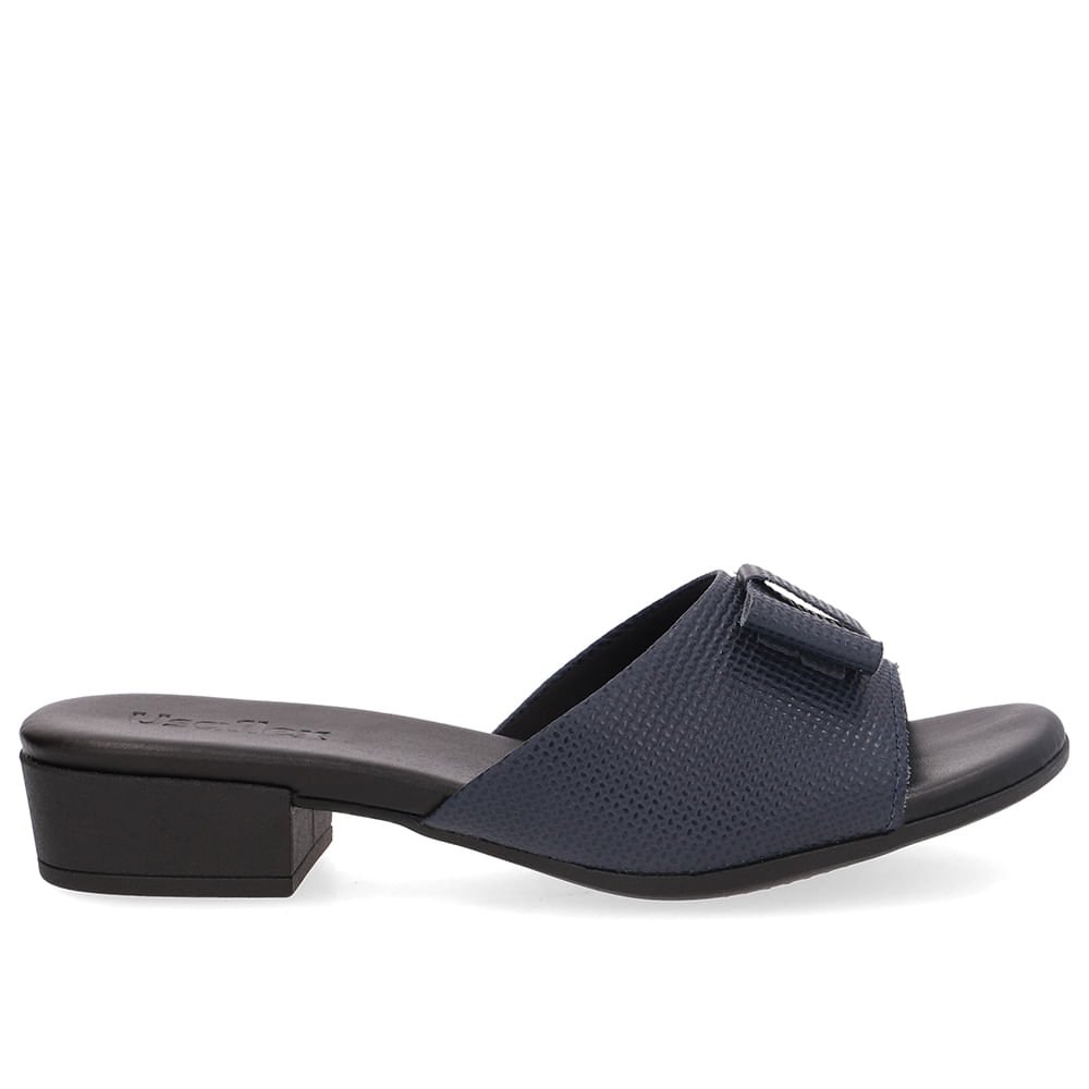 Tamanco Salto Bloco Couro Azul