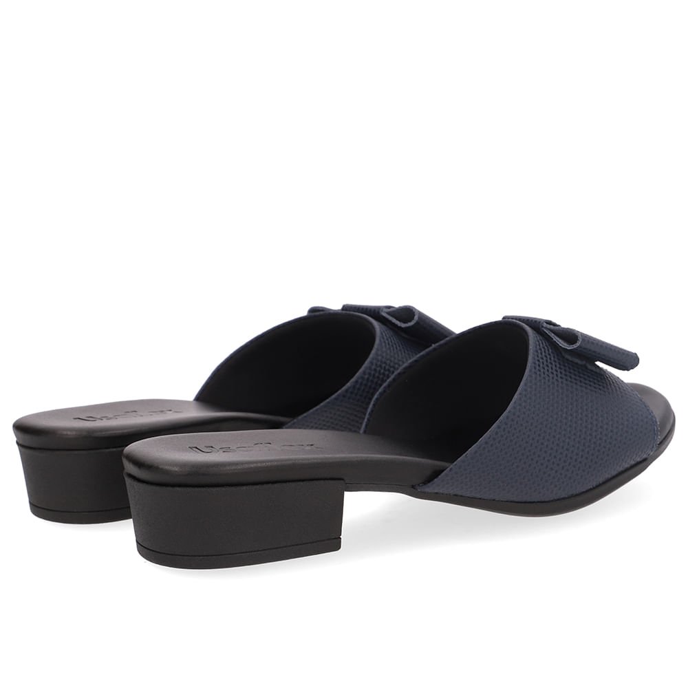 Tamanco Salto Bloco Couro Azul Azul Marinho 3