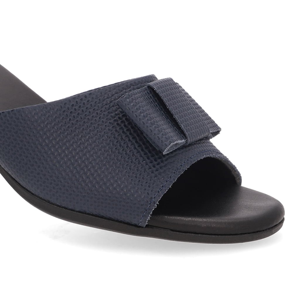 Tamanco Salto Bloco Couro Azul Azul Marinho 4