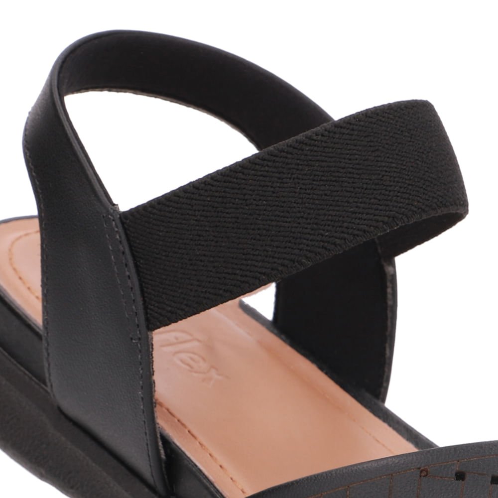 Sandália Plataforma Couro Preta Elástico Preto 4