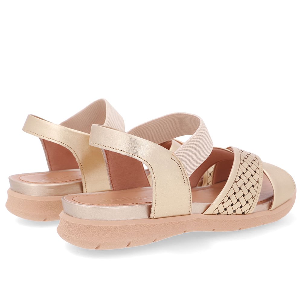 Sandália Plataforma Couro Dourada Elástico Dourado 3