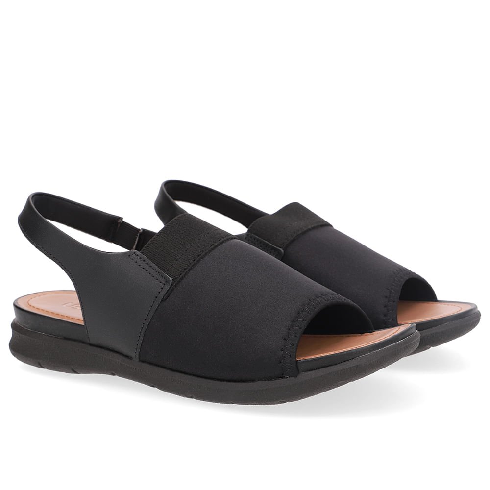 Sandália Plataforma Elastano Preta Preto 2