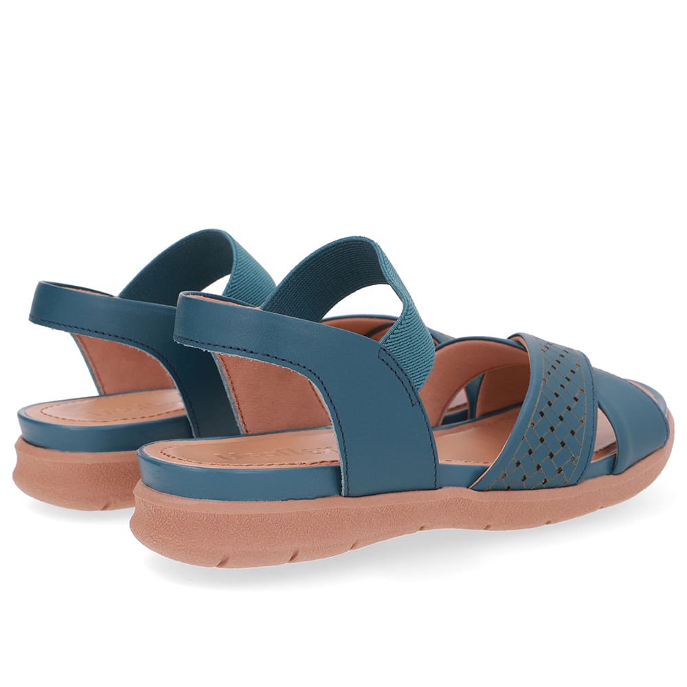 Sandália Plataforma Couro Azul Elástico Azul 3