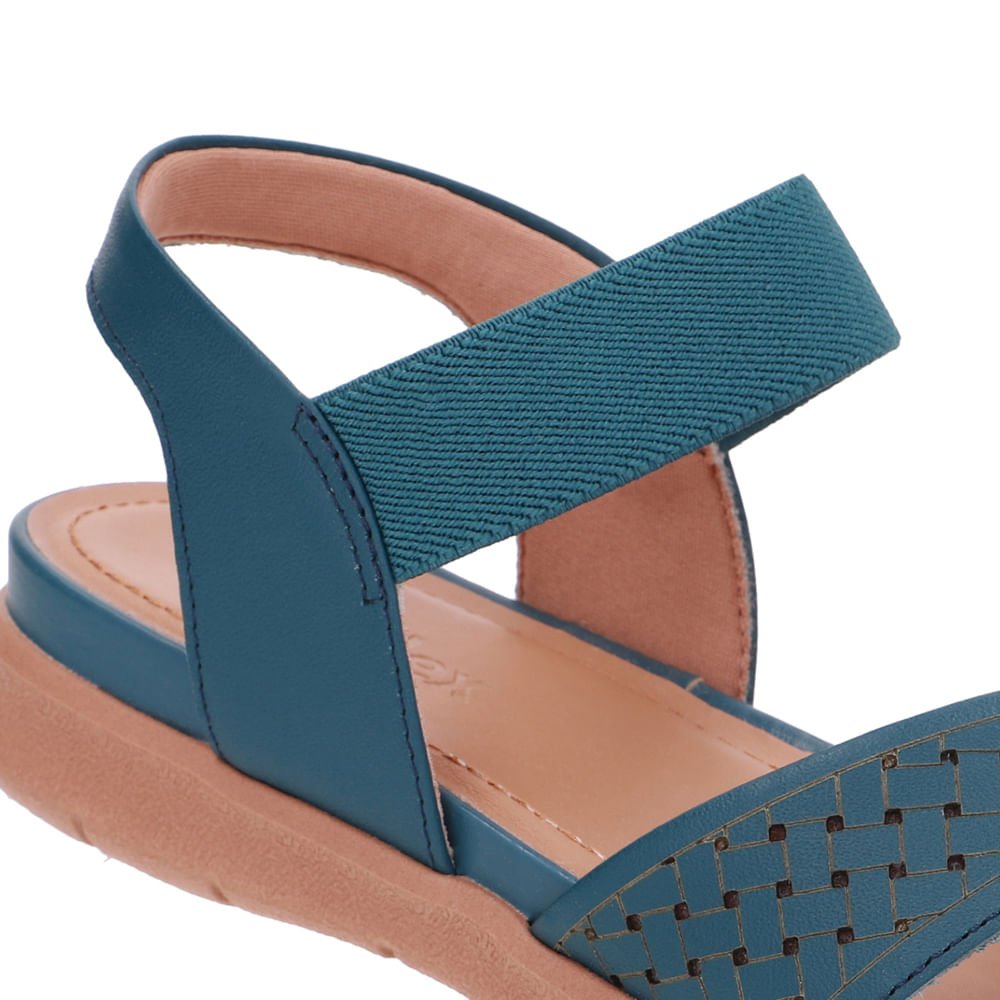 Sandália Plataforma Couro Azul Elástico Azul 4