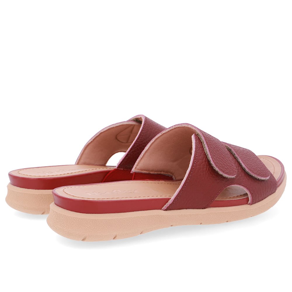 Slide Vermelho Plataforma Couro Fecho-Flex Bordô 3