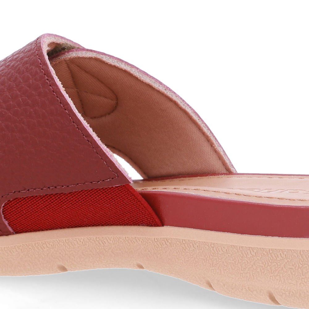 Slide Vermelho Plataforma Couro Fecho-Flex Bordô 4