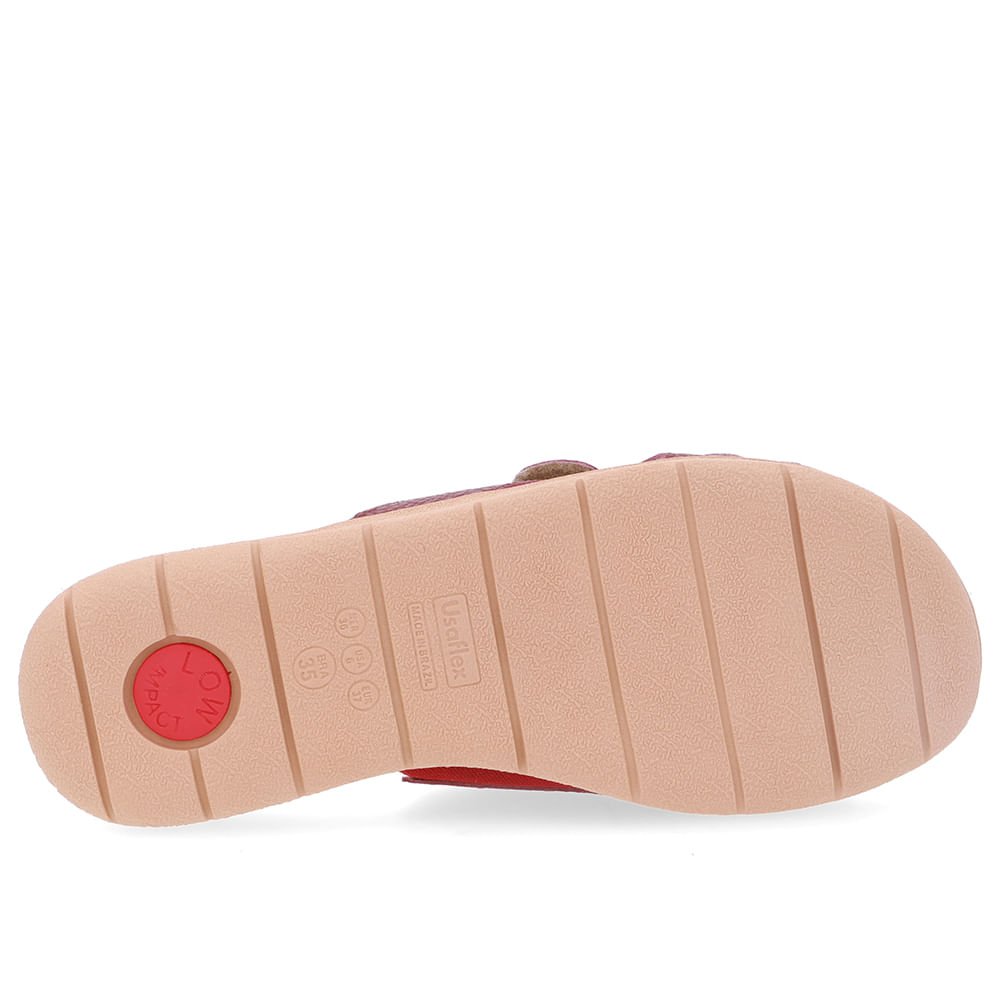 Slide Vermelho Plataforma Couro Fecho-Flex Bordô 5