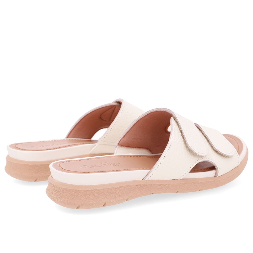 Slide Branco Marfim Plataforma Couro Fecho-Flex Branco 3