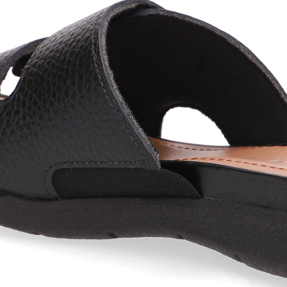 Slide Preto Plataforma Couro Fecho-Flex Preto 4