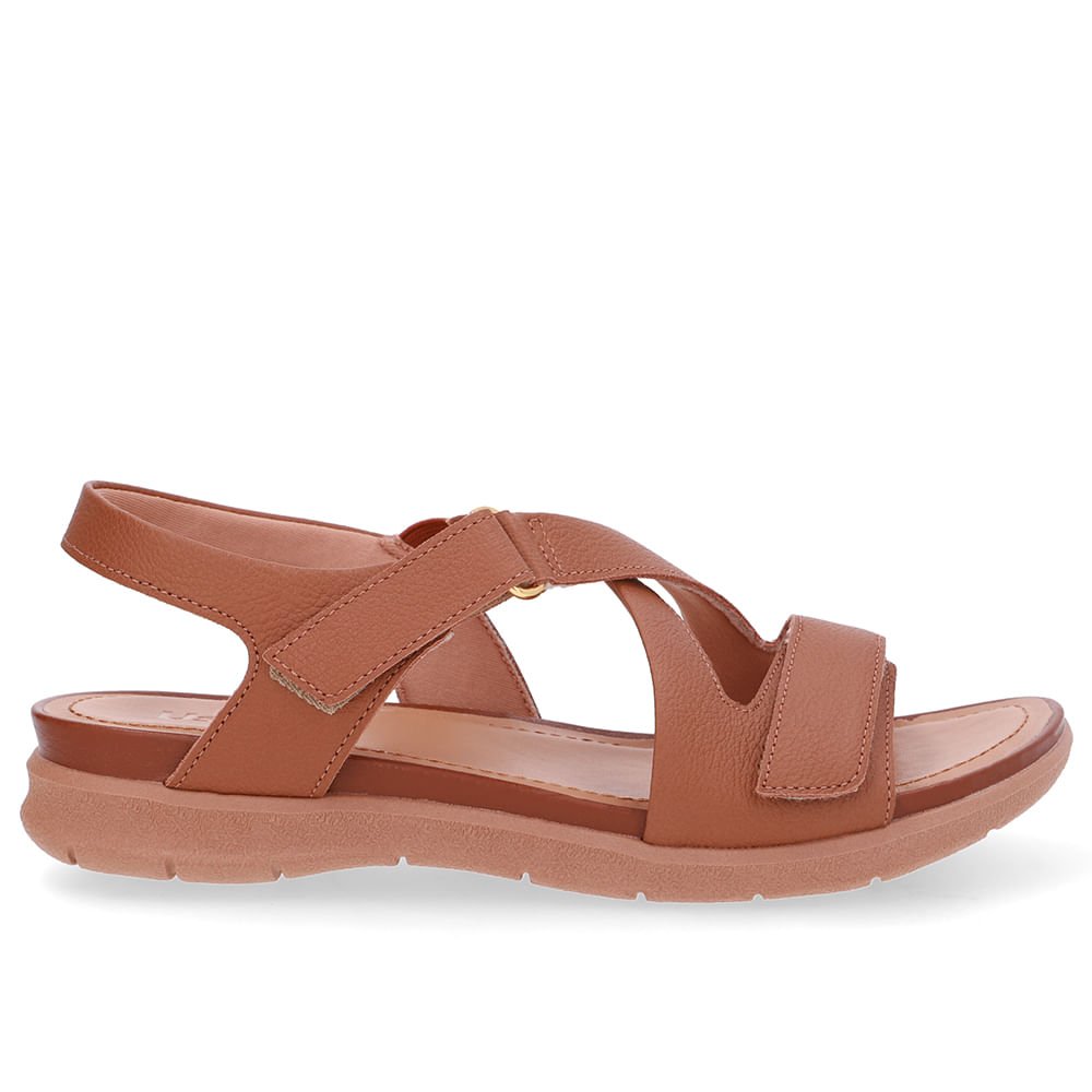 Sandália Plataforma Couro Marrom Fecho-Flex