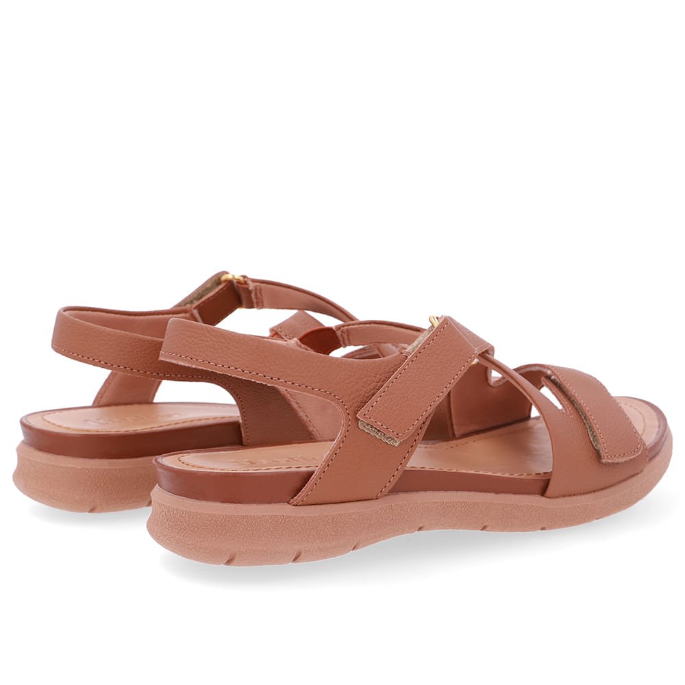 Sandália Plataforma Couro Marrom Fecho-Flex Marrom 3