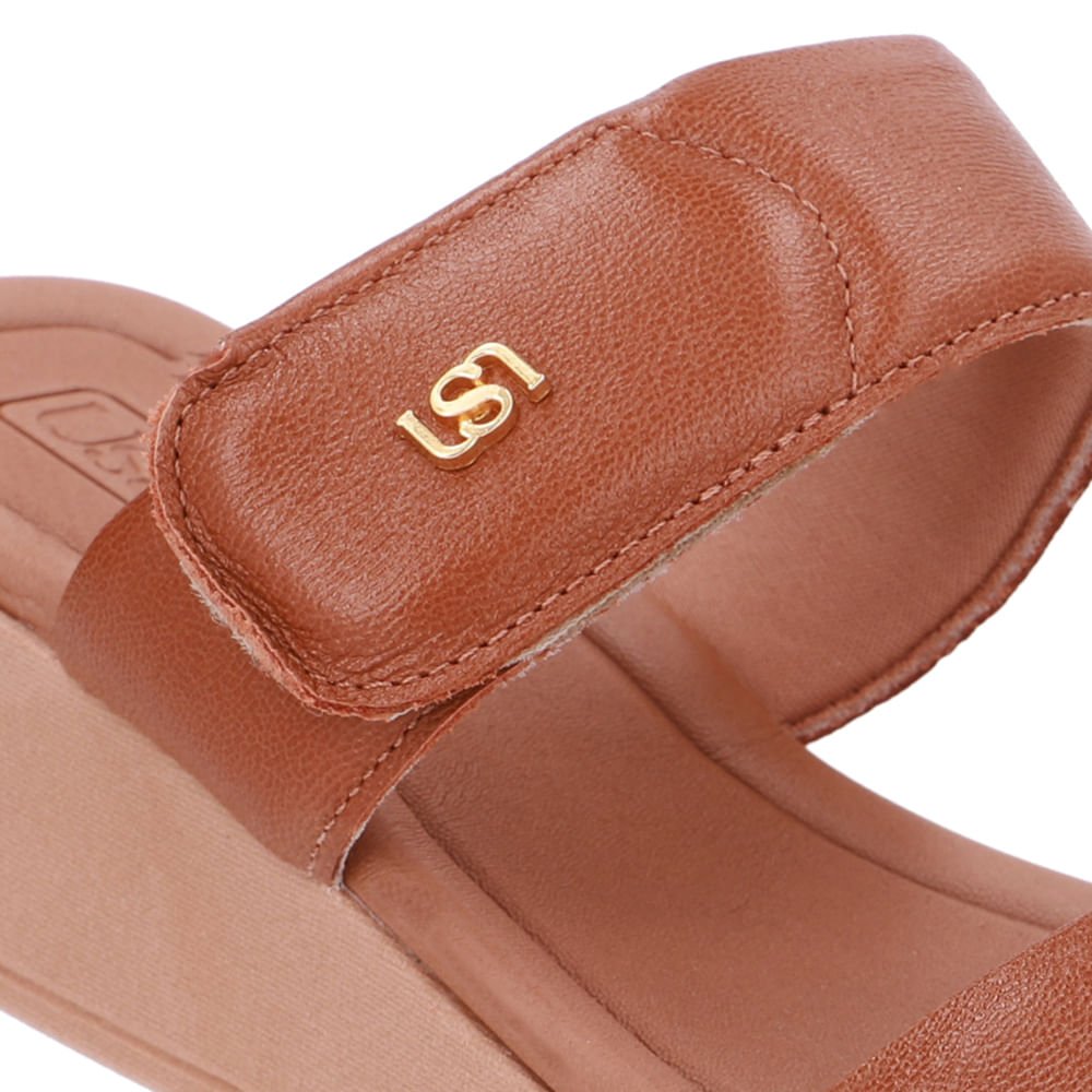 Tamanco Plataforma Couro Marrom Fecho-Flex Marrom 4