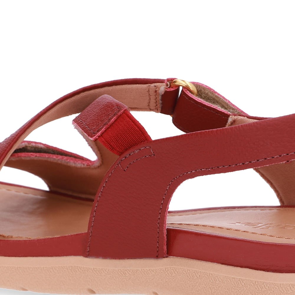 Sandália Plataforma Couro Vermelha Fecho-Flex Vermelho 4