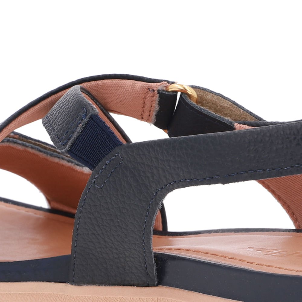 Sandália Plataforma Couro Azul Fecho-Flex Azul Marinho 4