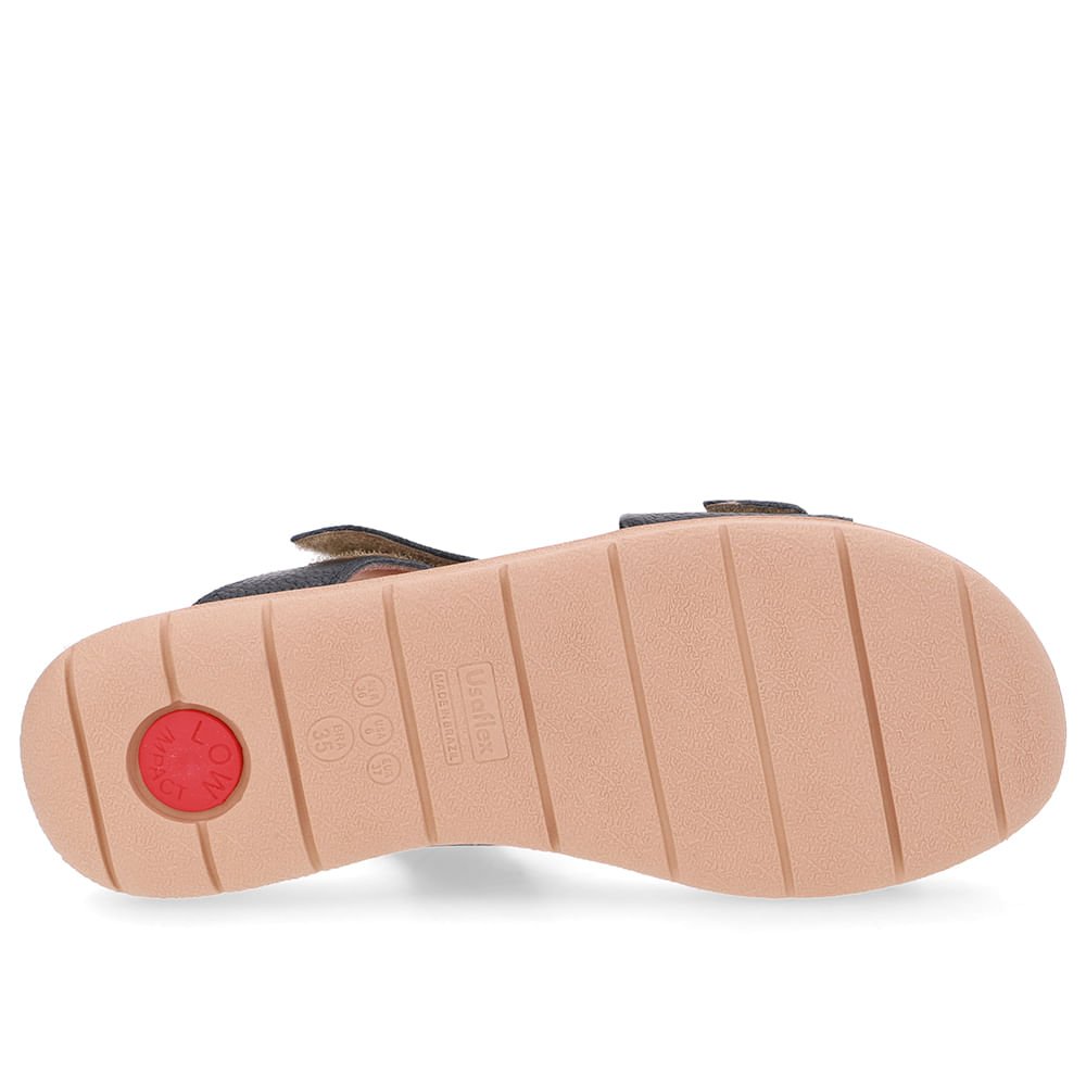 Sandália Plataforma Couro Azul Fecho-Flex Azul Marinho 5