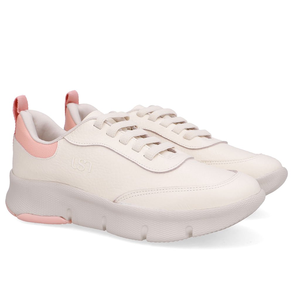 Tênis Couro Branco Marfim Detalhe Laranja Claro Branco 2