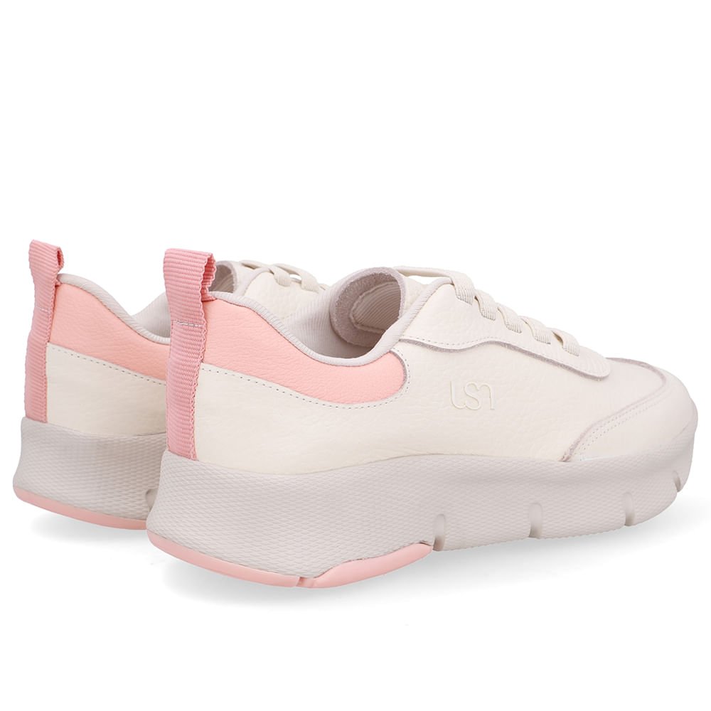 Tênis Couro Branco Marfim Detalhe Laranja Claro Branco 3