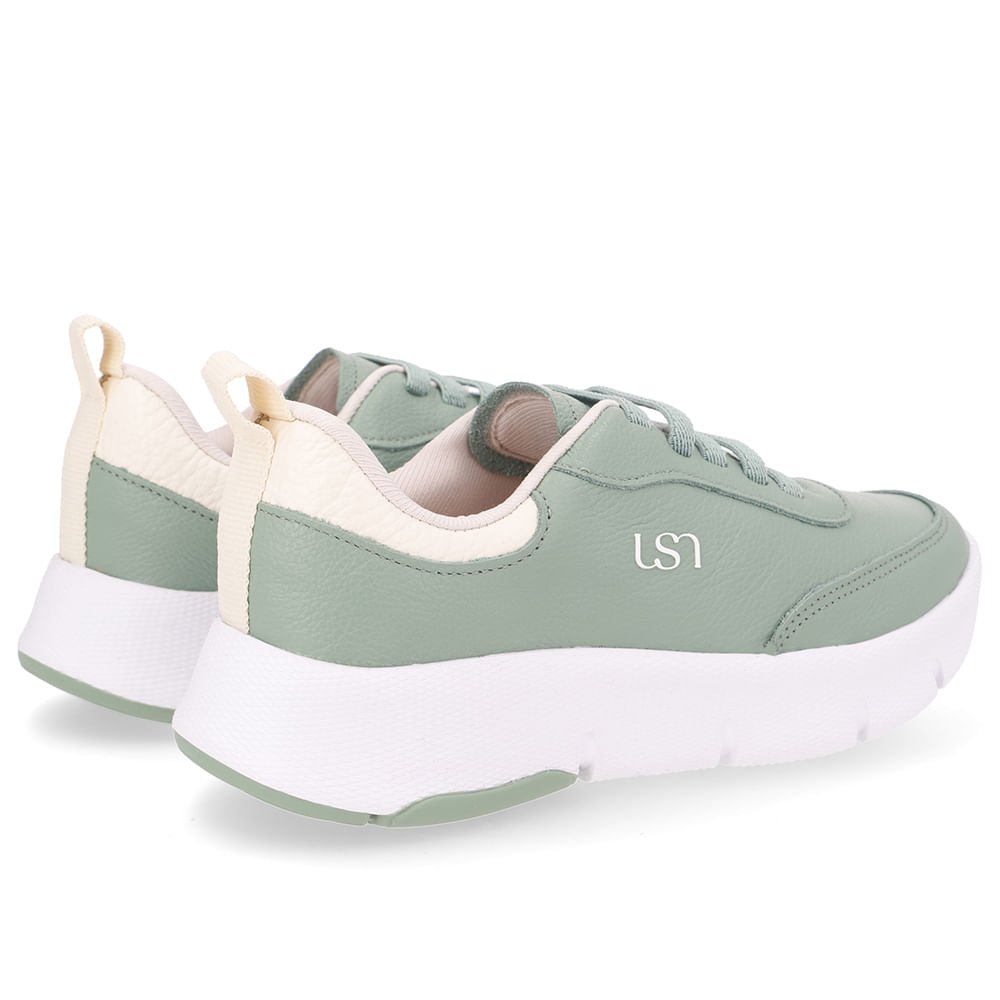 Tênis Couro Verde Detalhe Branco Verde 3