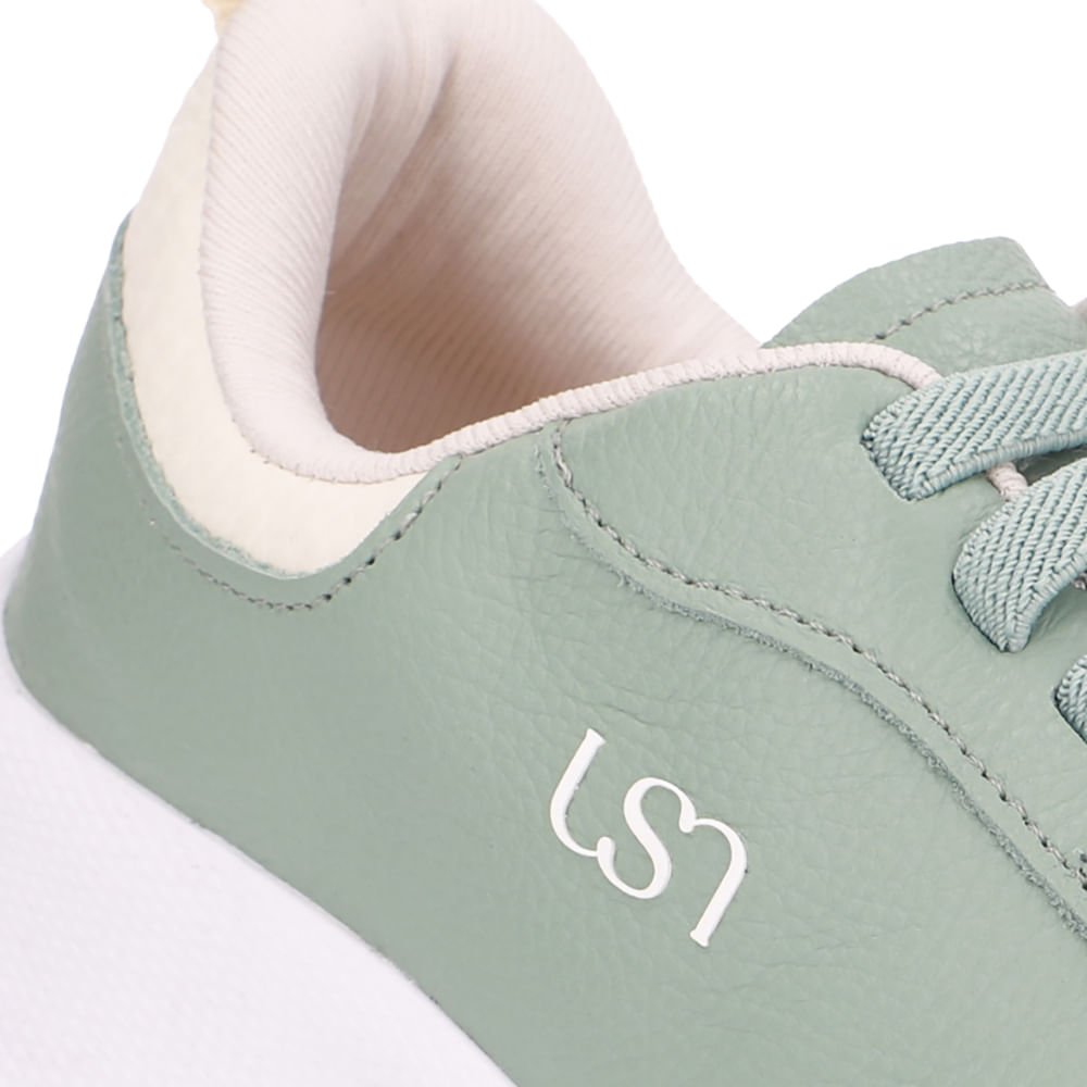 Tênis Couro Verde Detalhe Branco Verde 4