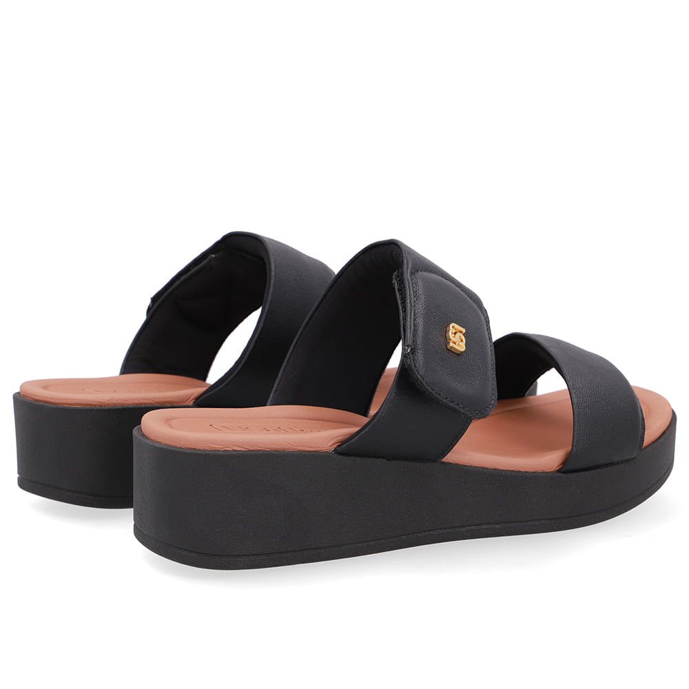 Tamanco Plataforma Couro Preto Fecho-Flex Preto 3