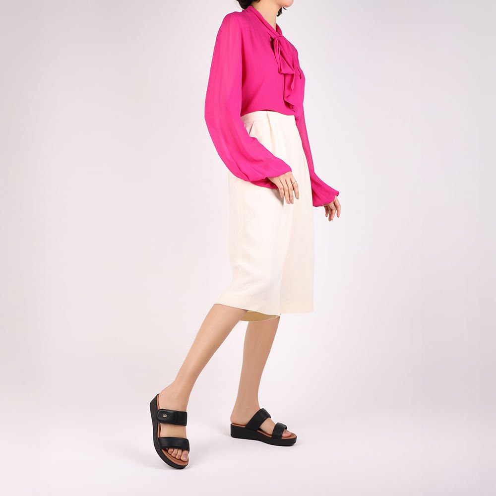 Tamanco Plataforma Couro Preto Fecho-Flex Preto 4