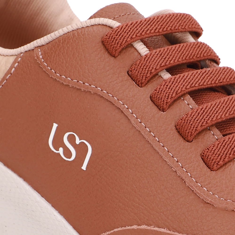 Tênis Couro Marrom Detalhe Marrom Claro Marrom 4