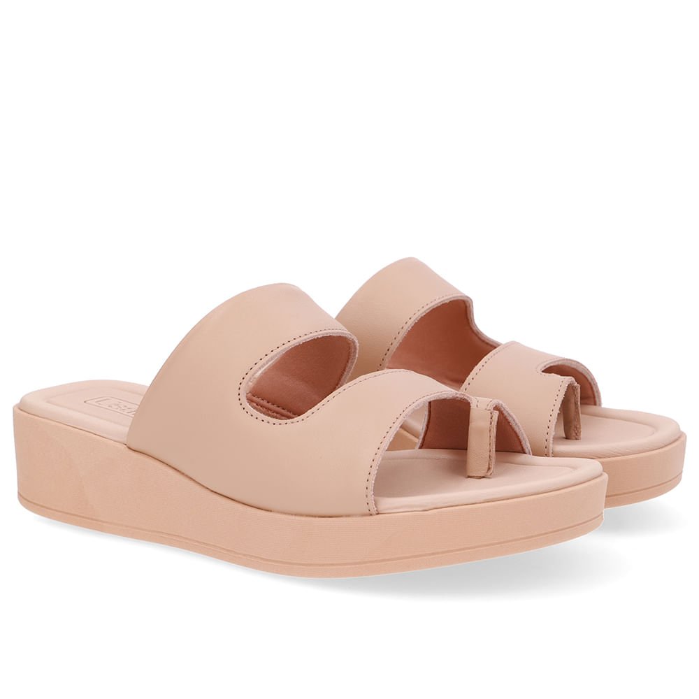 Tamanco Plataforma Couro Bege Dedo Bege 2