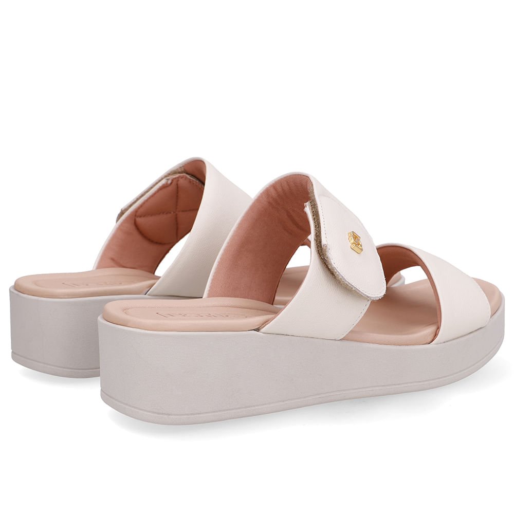 Tamanco Plataforma Couro Branco Marfim Fecho-Flex Branco 3