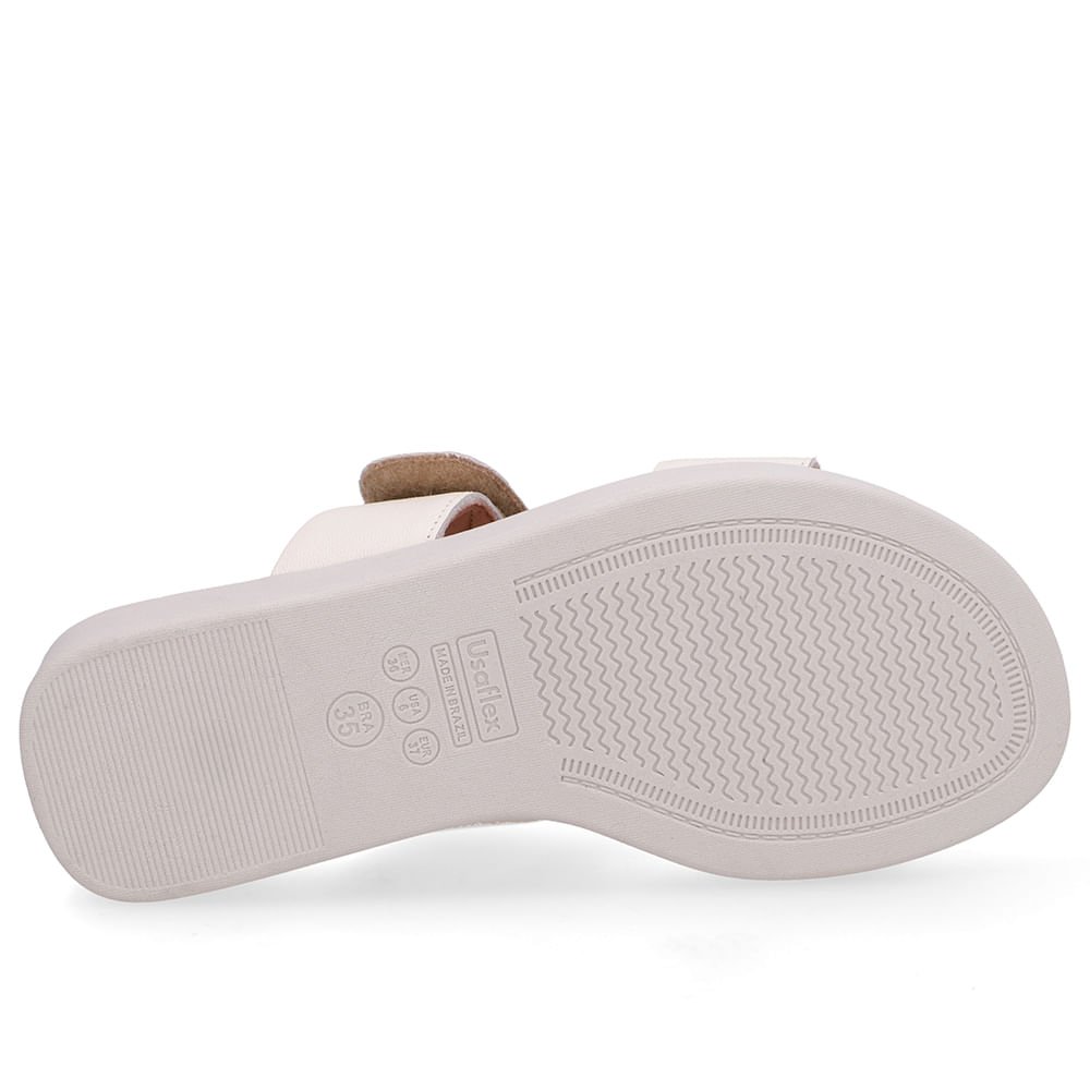 Tamanco Plataforma Couro Branco Marfim Fecho-Flex Branco 5